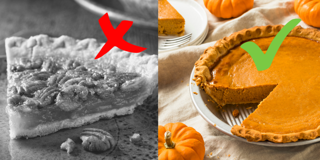 Healthy Holiday Food Swap #2 Instead of pecan pie try pumpkin pie